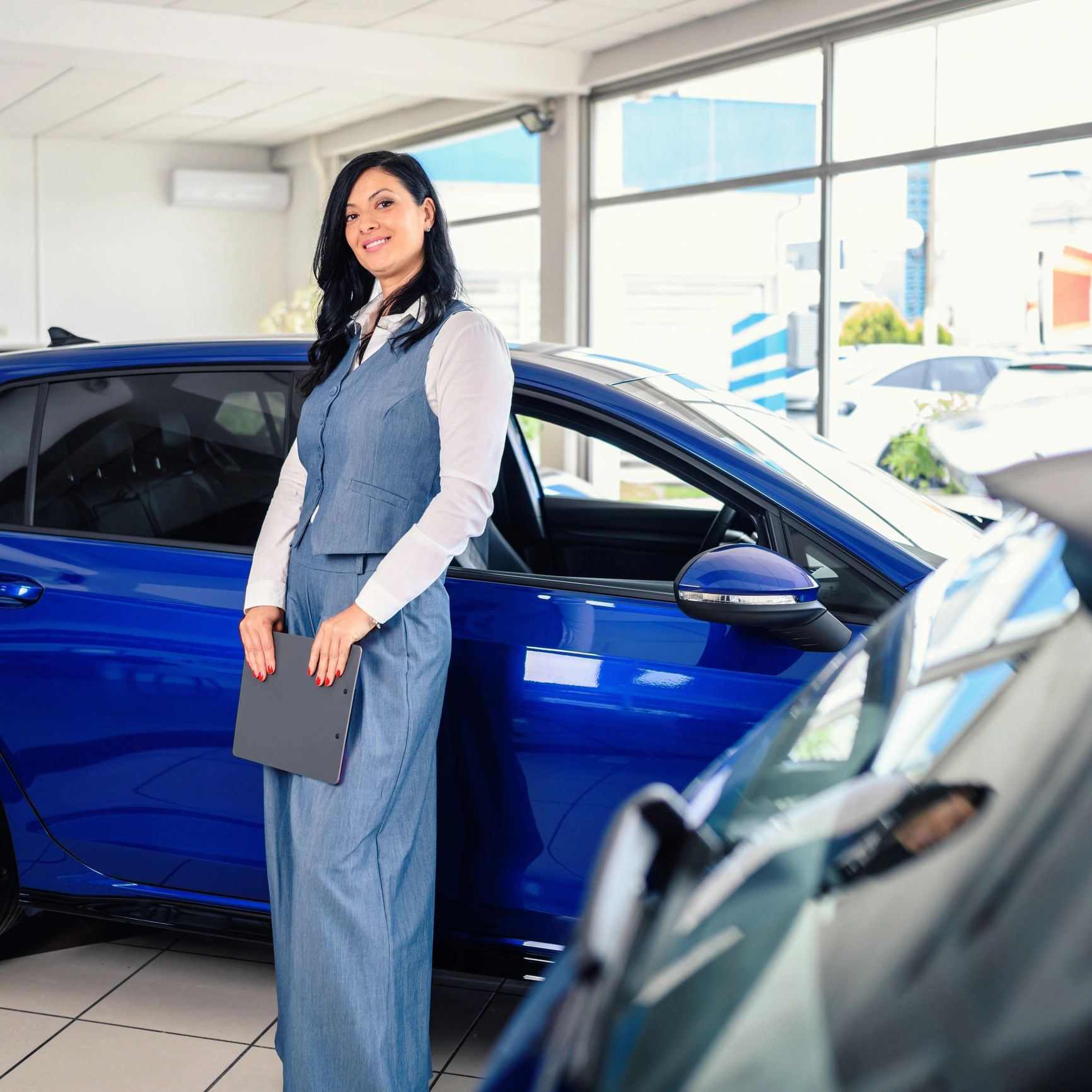 Portrait of a customer in a showroom