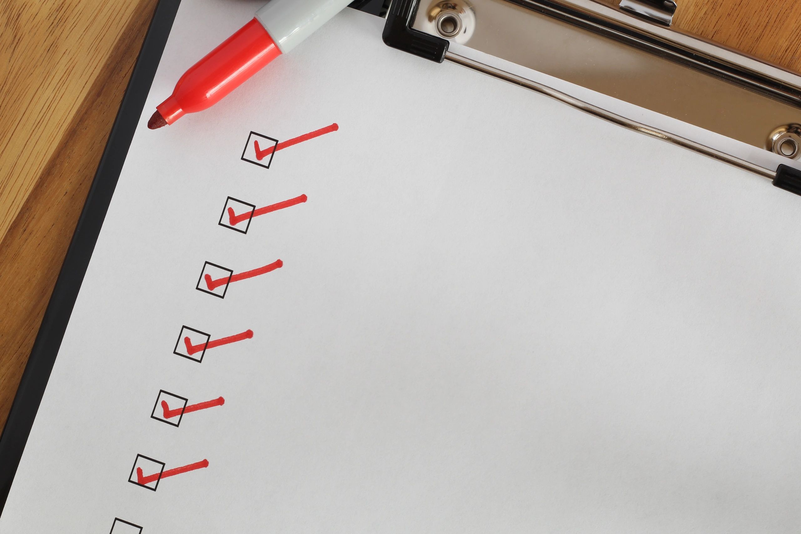 Checklist with check marks representing maintenance tips